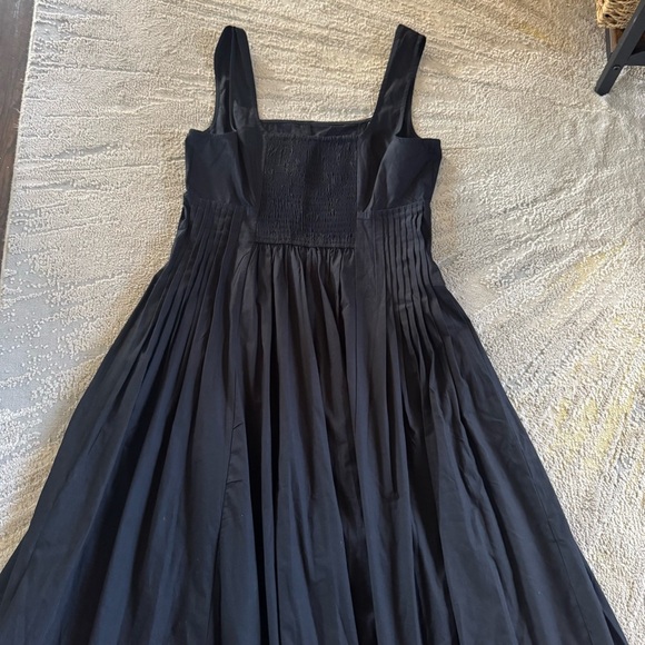 ASOS black long maxi dress square neck pleat waist smocked back 10 - Picture 14 of 16